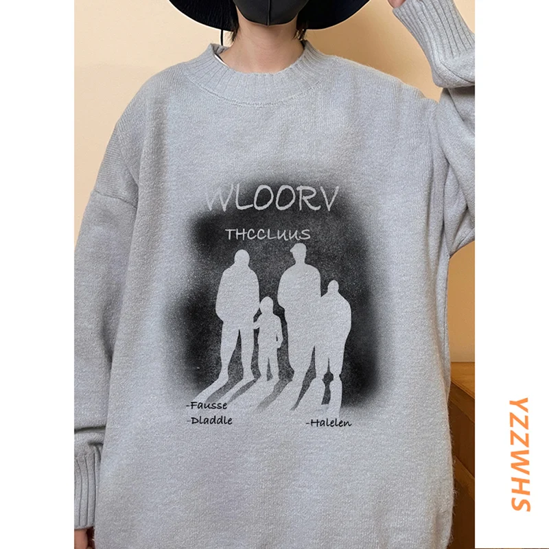 

Autumn Men Pattern Print Sweater Casual Crew Neck Knitwear Korean Fashion Pullover Youth Warm Tops Christmas Sweater Streetwear