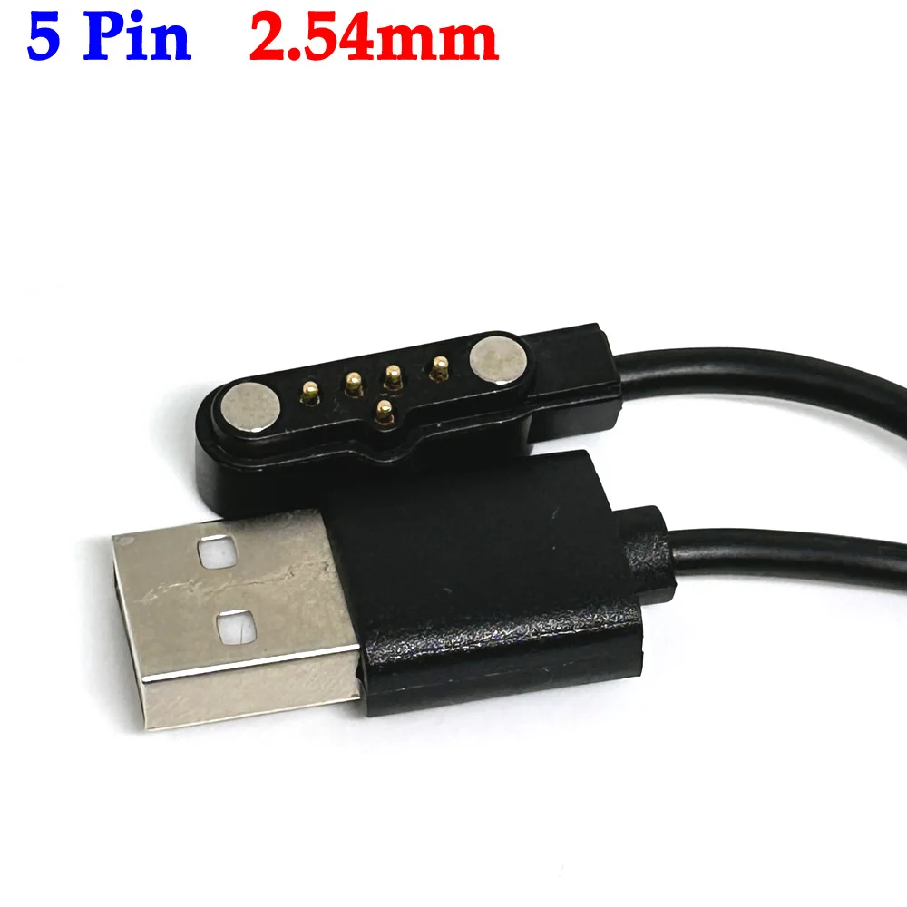 

5 Pin 2.54mm Strong Magnetic Charge Cable USB Charging Line Cord Rope Black White Color for Smart Watches 99% Universal