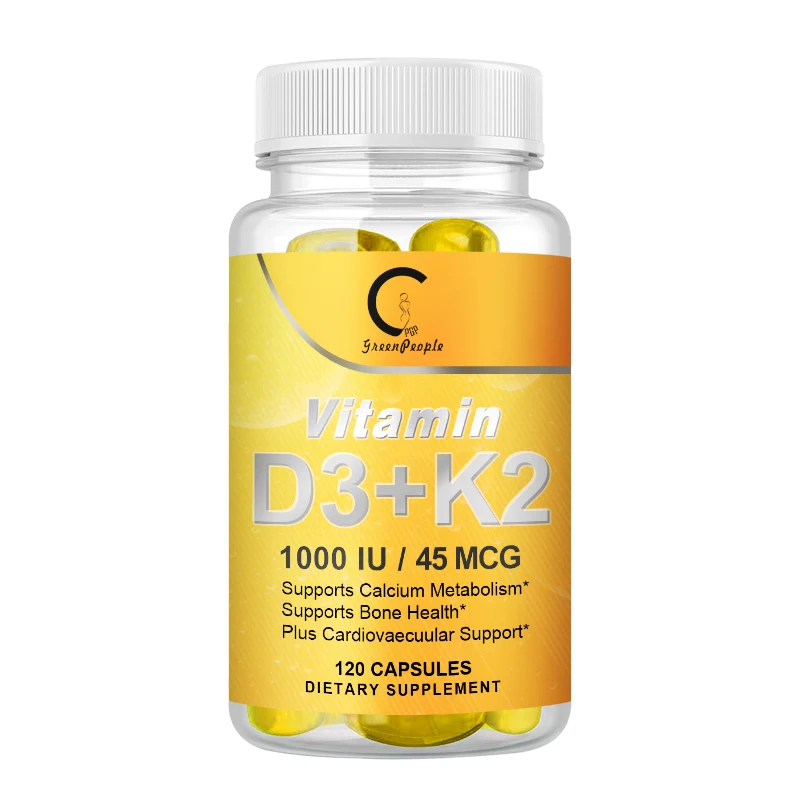 Vegan Vitamin D3+K2 Capsule Regulate Calcium Metabolism Prevent