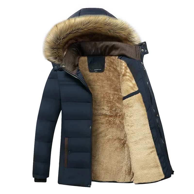 parka coat parkas coat Fleece Parkas Men Waterproof Hooded Fur Collar Parka Jacket Coat Men Autumn Fashion Casual Parkas Winter New Warm Thick