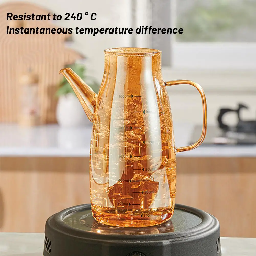 Oil Dispenser 600/800/1000ML Glass + Stainless Steel Kitchen Household Seasoning Bottle Container No Oil Hanging