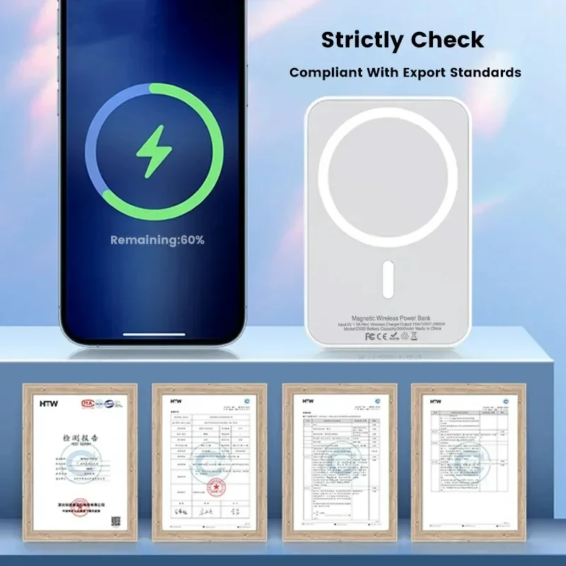 Power Bank Portable Magnetic Auxiliary Spare External Battery Pack Wireless Charger For iphone 13 14 15 16