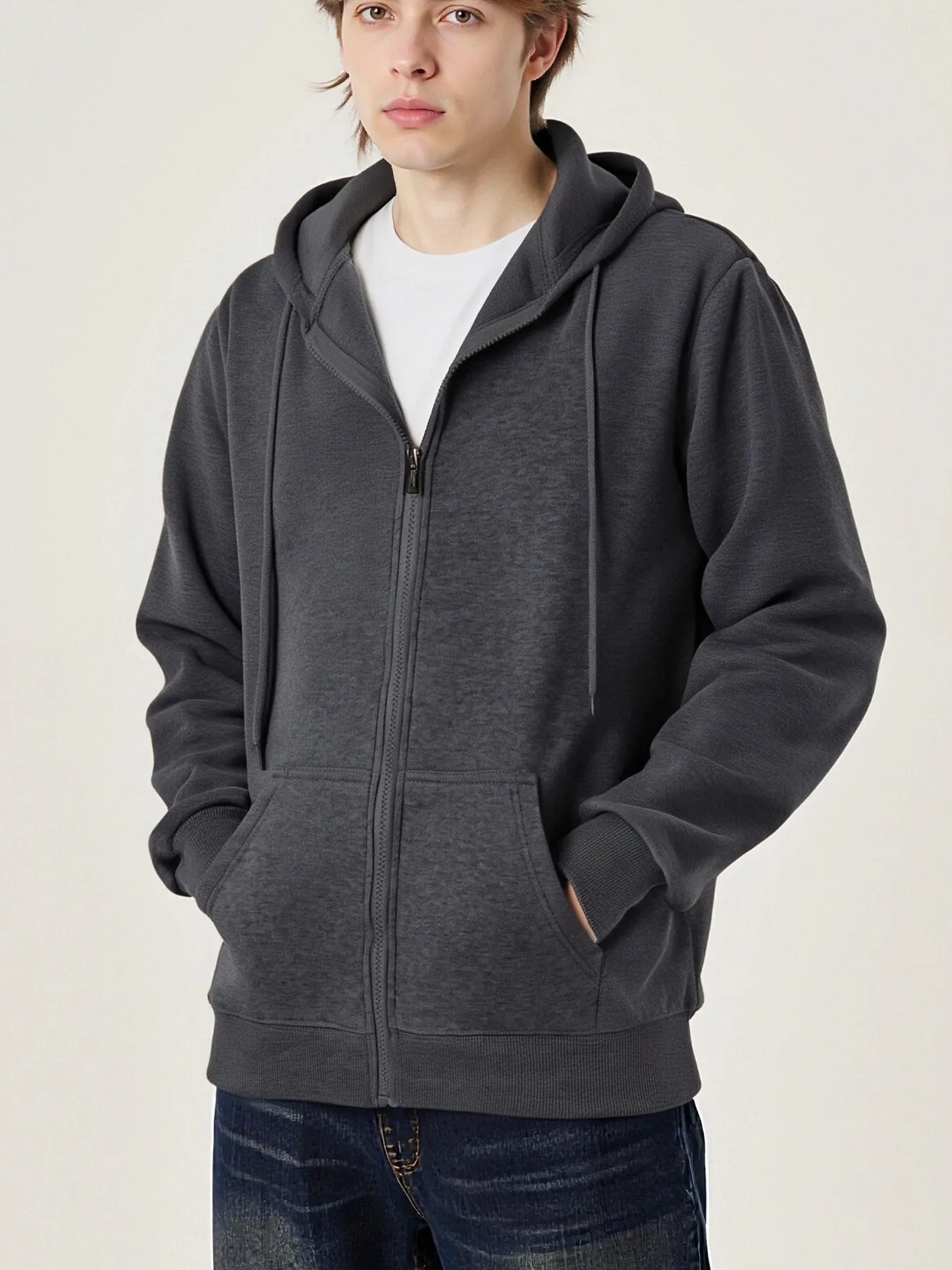 Autumn Winter Zip-Up Hoodie Solid Casual Outwear Comfy Fashion Sweatshirts Fleece Street Veste Loose Oversize Top Soft lothes