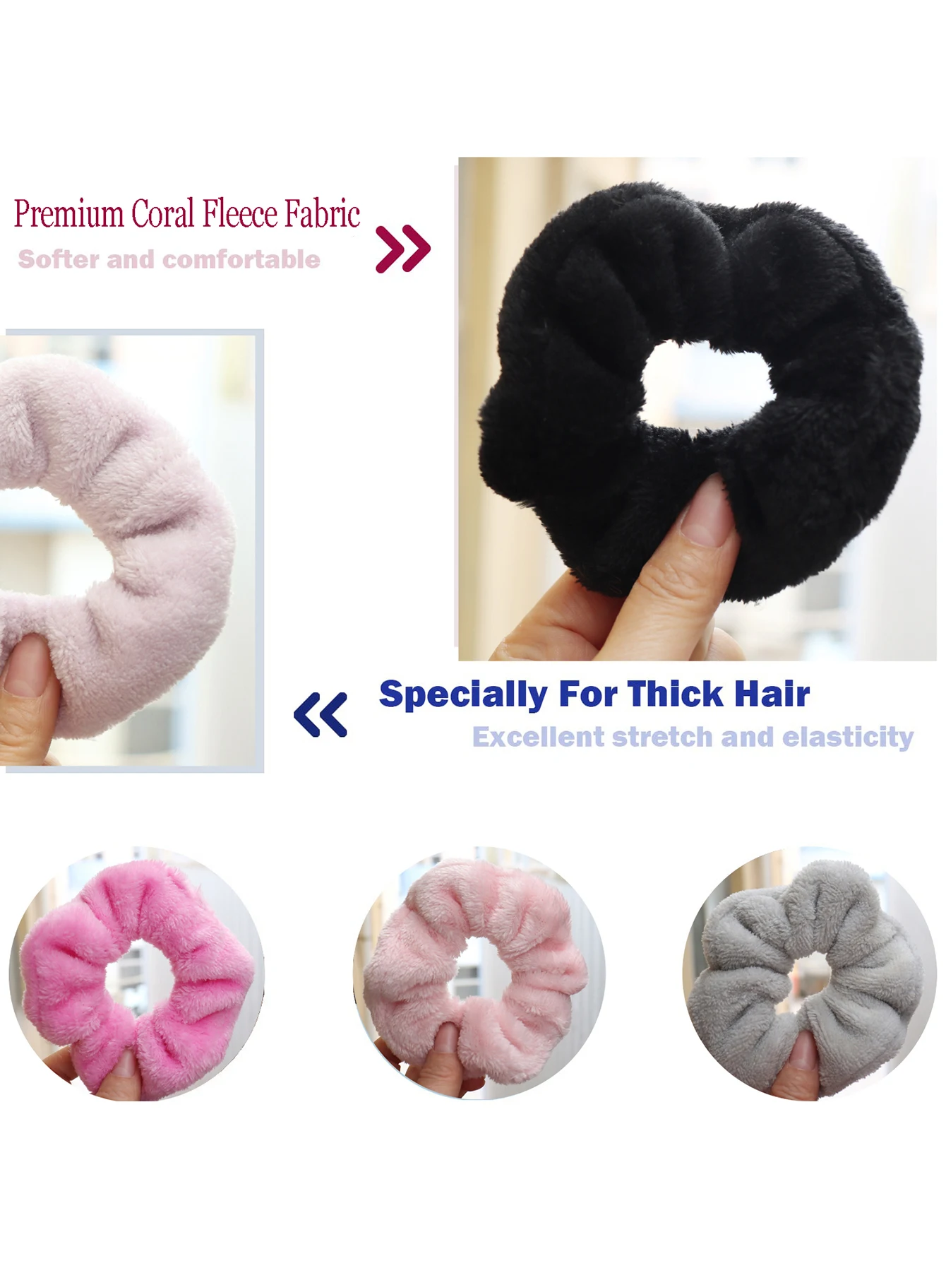 Flauschige Plüsch Haargummis Weiche Elastische Zopfgummis_voghion.com