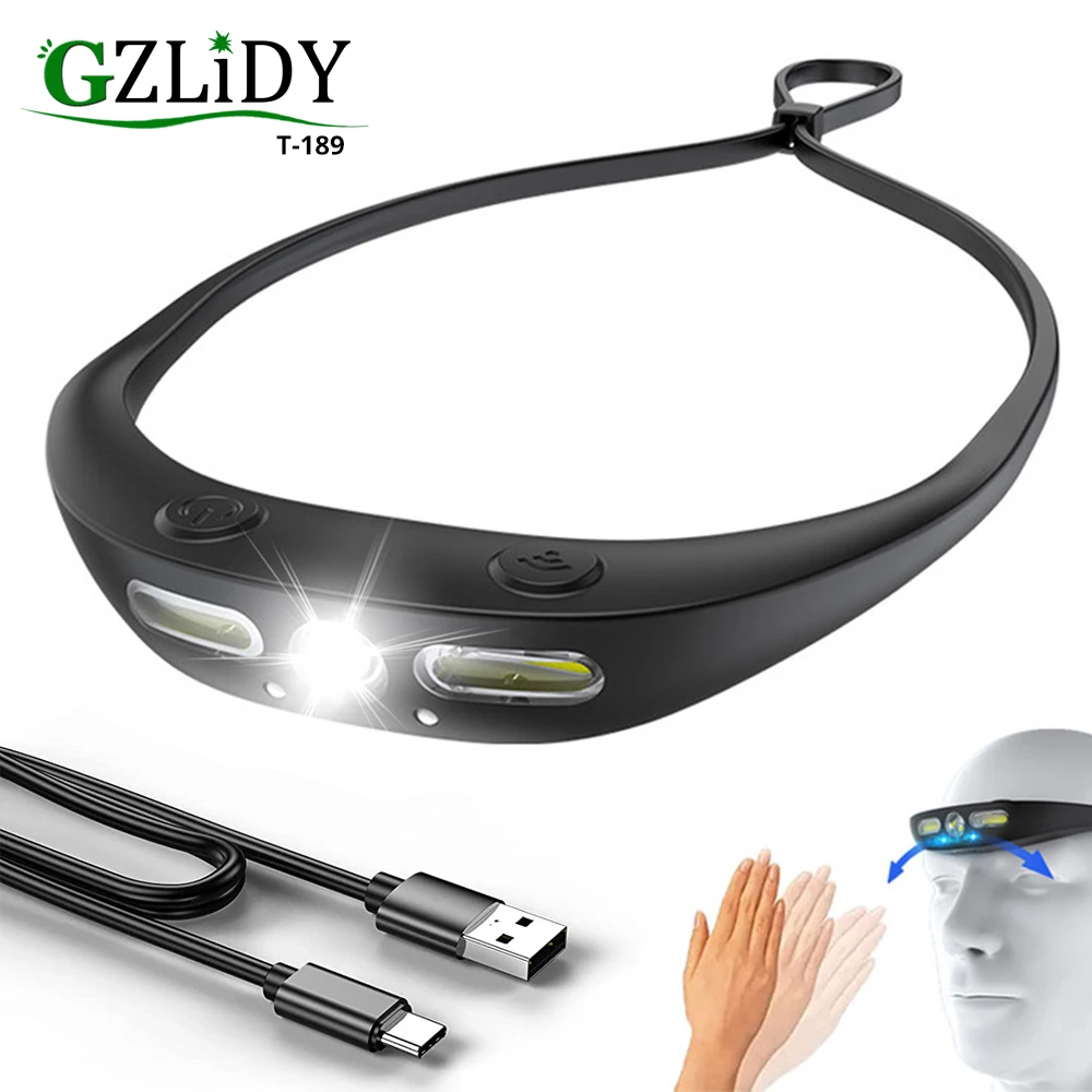 

USB Rechargeable LED Headlamp Powerful XPG+COB Headlight Motion Sensor Head Flashlight Torch Waterproof Fishing Camping Lantern