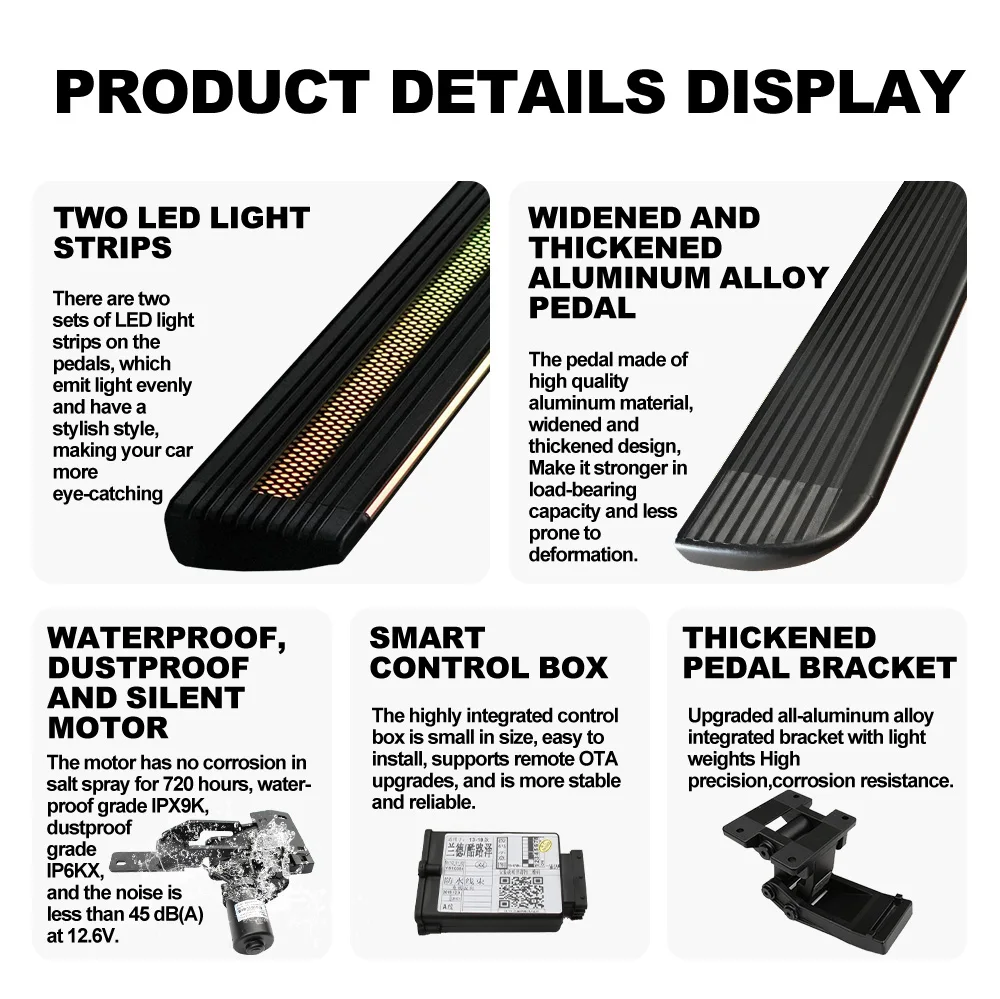 Pickup Truck Aluminum Metal Automatic Retractable Power Running Boards Electric Side Steps for Hilux 6