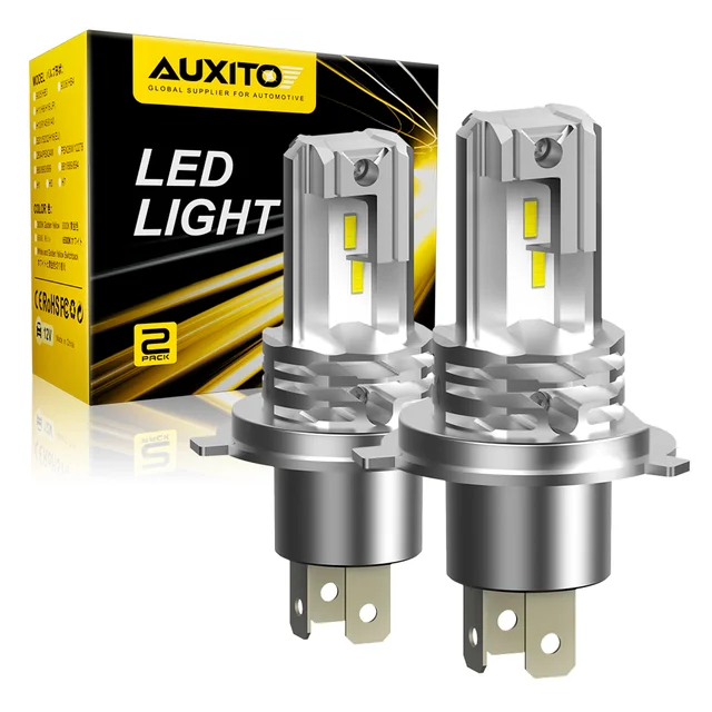 AUXITO H4 Fanless LED CSP ไฟหน้าหลอดไฟสําหรับรถยนต์รถจักรยานยนต์ 9003 LED Hi/Lo High และ Low Beam ไฟหน้าอัตโนมัติ 12V 12000Lm 1