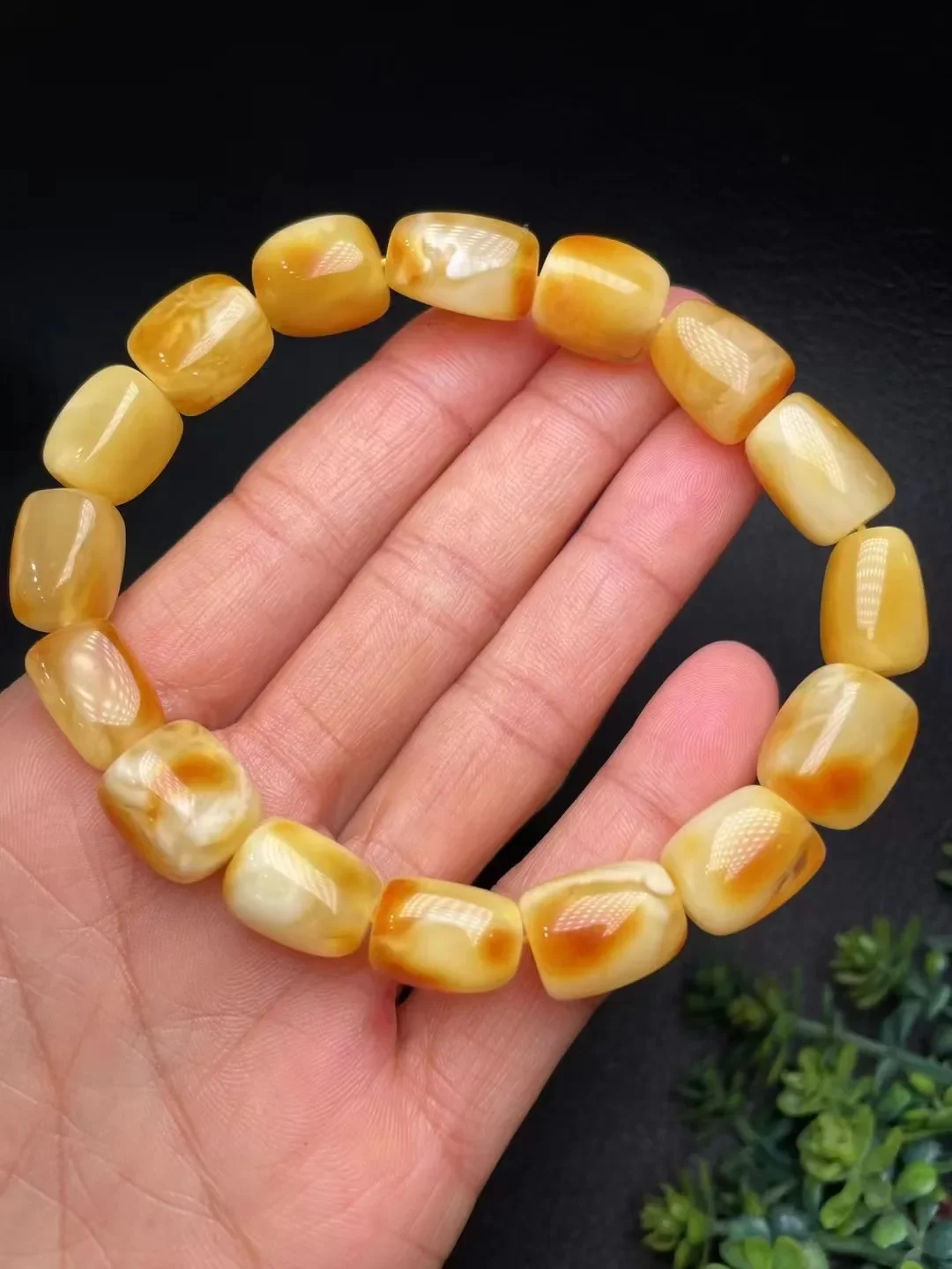 

New arrival natural stone yellow beeswax amber 17.8g bracelet smooth round beads loose fine jewelry making diy bracelets