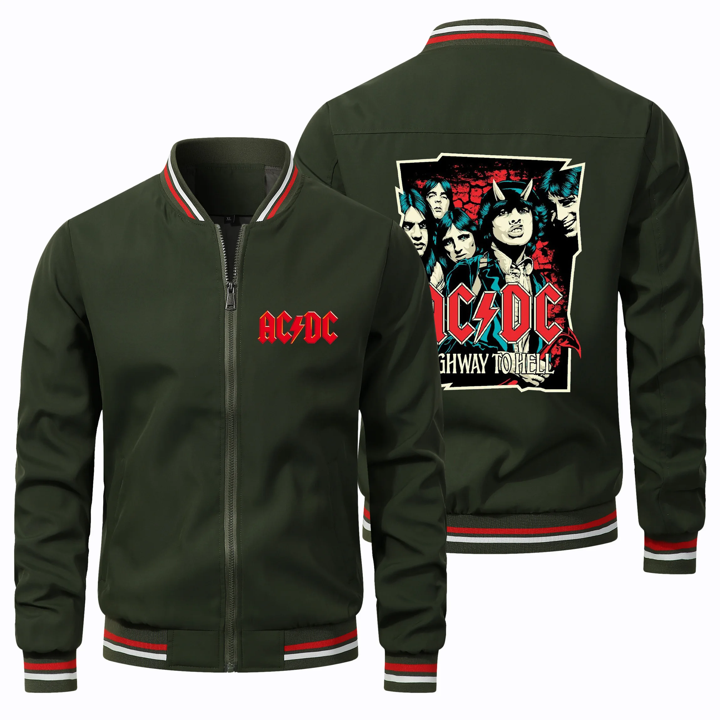 2024 Spring and Autumn New Product ACDC Printed Jackets Large Hardman Pilot Zipper Top Jackets Casual Fashion Workwear