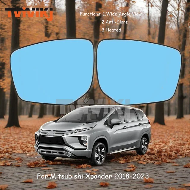 1 คู่กระจกมองหลังด้านข้างกระจกสีฟ้าเลนส์สําหรับ Mitsubishi Xpander 2018-2023 มุมมองมุมกว้าง anti glare กระจกรถ 1