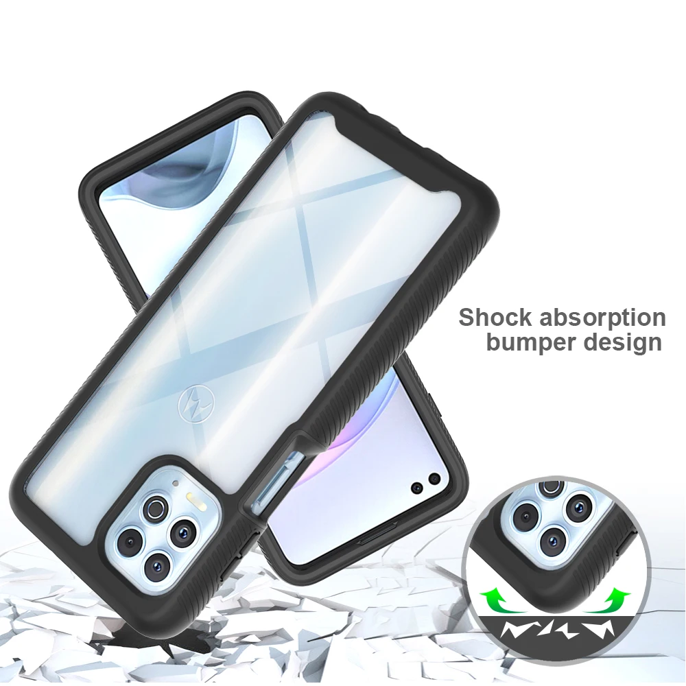Hybrid Rugged Armor Shockproof Transparent Back Case with TPU Frame