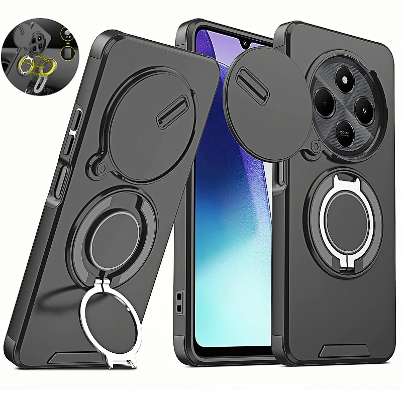 Magnetic Ring Shockproof Armor Case with Slide Camera Protection Cover