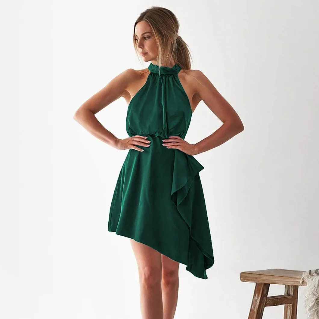 

2023 Sexy Satin Backless Dress Summer Bodycon Halter Maxi Dress Women Clothes Elegant Casual Club Party Prom Dresses