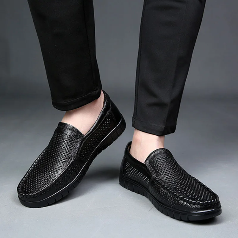 Fashion Genuine Leather Shoes Men Loafers Breathable Summer Mens Casual Shoes Soft Comfortable Leather Male Footwear KA3559 5