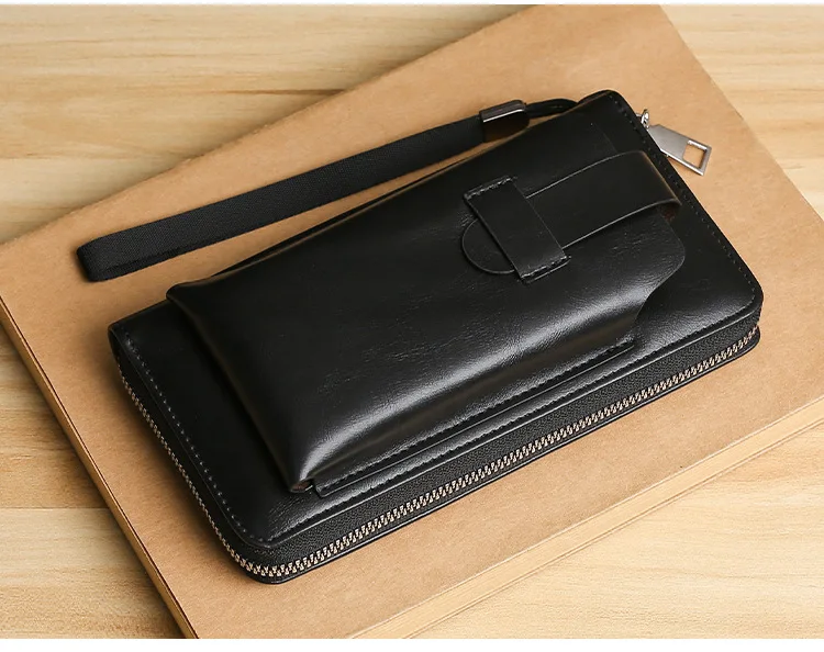 black leather clutch wallet for men