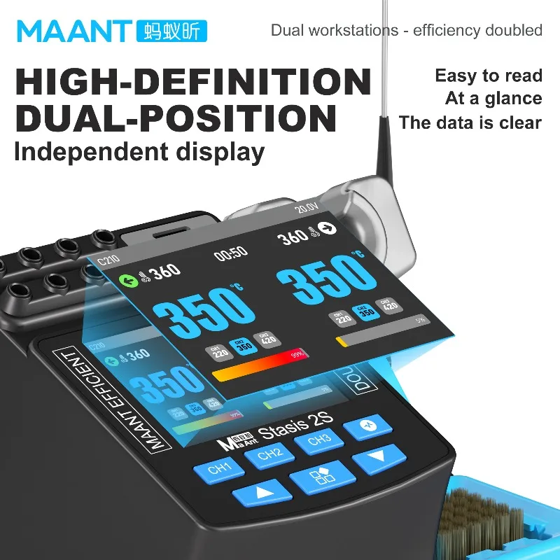 MaAnt 2S 납땜 인두 스테이션 200W 고속 가열 C210/C215/C115 핸들 전자 용접 리워크 스테이션 휴대폰 수리 도구