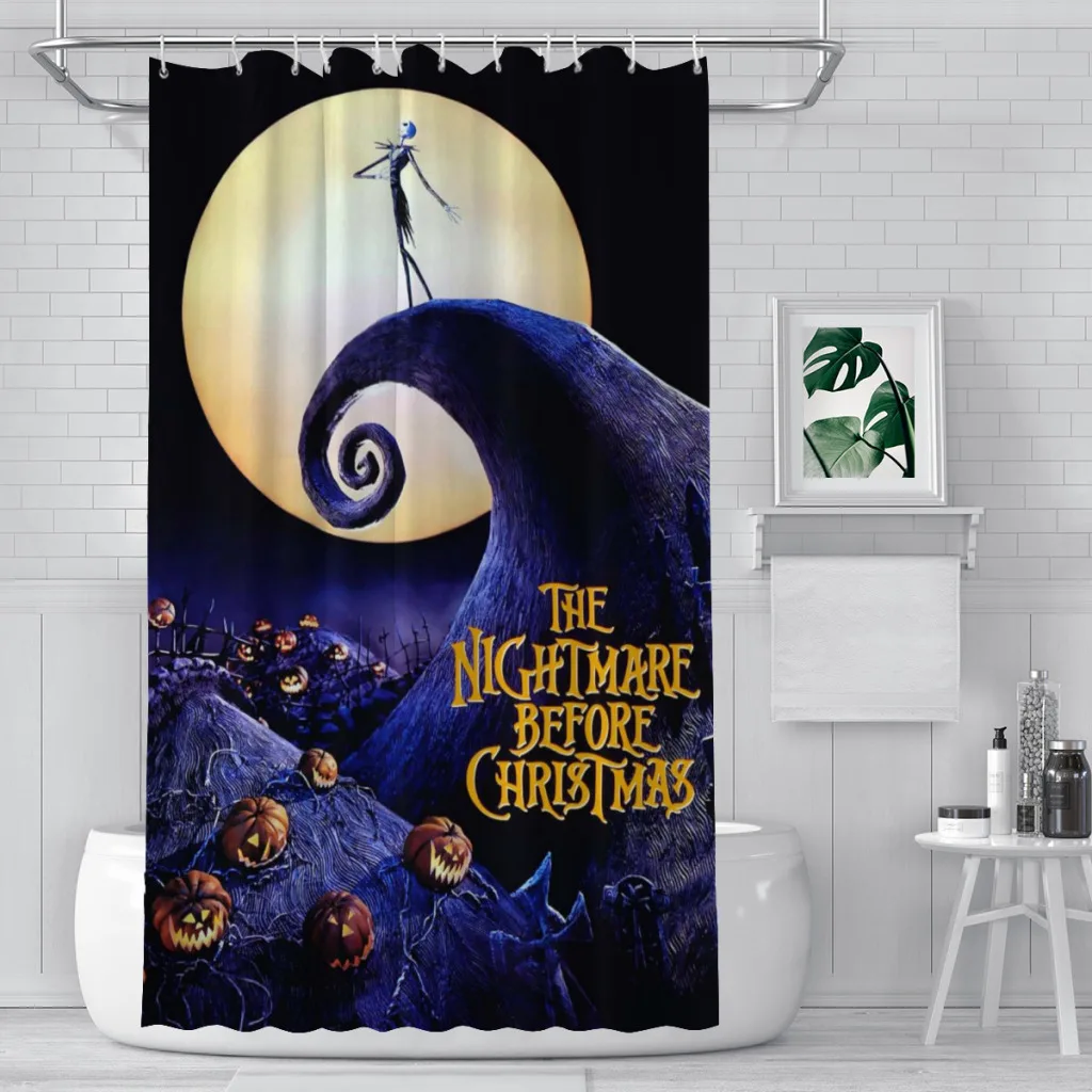 

Movie-Nightmare-Before-ChristmaUnique decor Modern Fabric Bathroom Shower Curtains art design Print Curtain