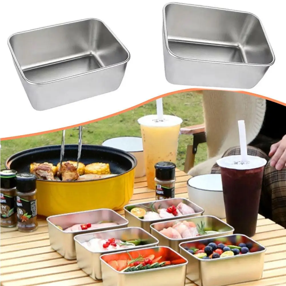 

Stainless Steel Fresh Keeping Metal Box Large Capacity Lunch with Refrigerator Lid Sealed Storage Container Bento Box Food F1U1