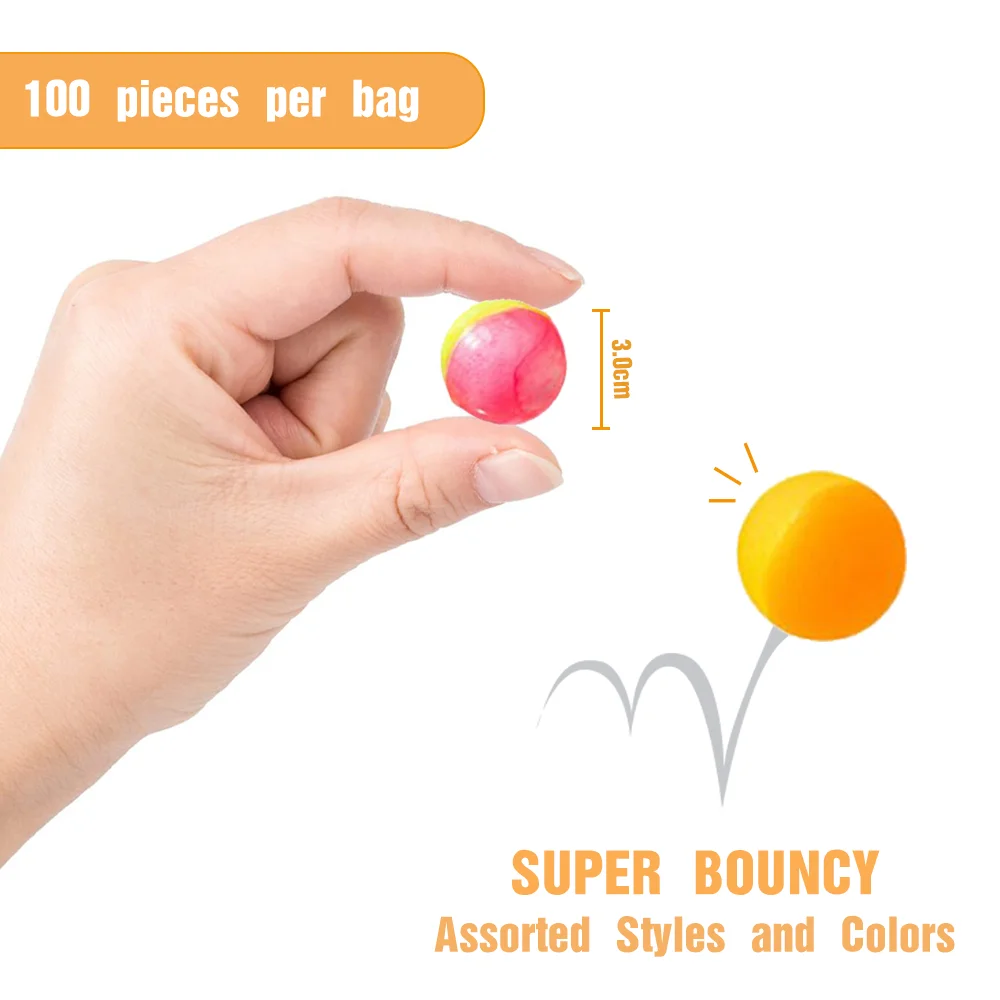100 Palline Rimbalzanti Per Bambini Da 25 Mm – Gomma Colorata Per Premi E Bomboniere