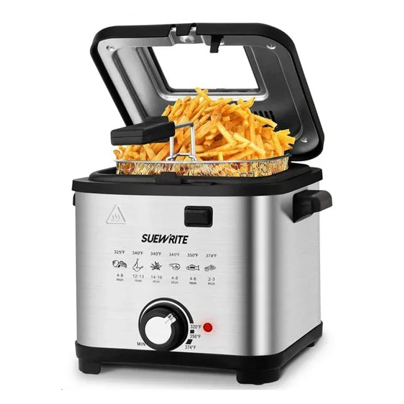 SUSTEAS Deep Fryer with Basket,1500W Electric Deep Fryers Use with Temperature Control, Removable Lid and 2.5L Non-Stick Inner