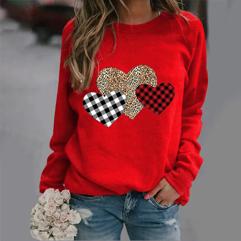 Crew-neck Hoodie Leopard Print Love Print New European and American Valentine's Day Hot Sales Sweatshirt  Sweatshirts 4