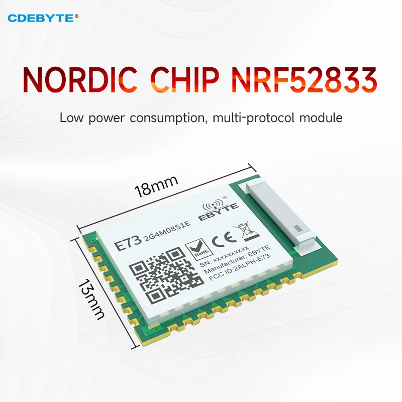 Многопротокольный беспроводной модуль SoC nRF52833 BLE 5,1 Zigbee Rf E73-2G4M08S1E IOT коммуникационный модуль малого размера