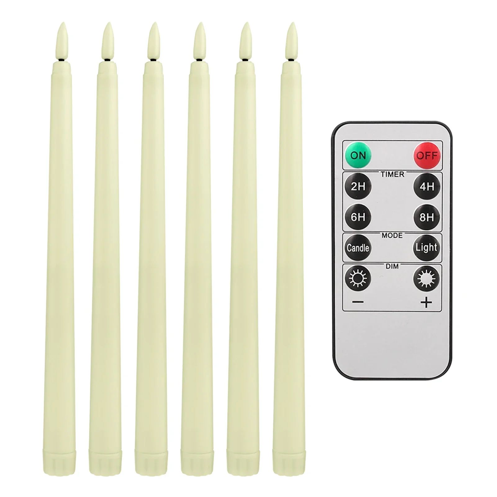 Flameless Flickering Taper Candles with Remote Control Timer and Dimmer, Battery-Operated Candlesticks for Holiday and Event Décor