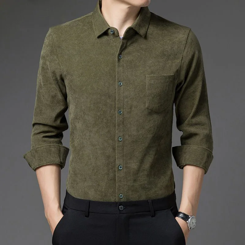 Fashion Lapel Pockets Loose Solid Color Casual Shirts Men Clothing 2023 Autumn Winter Oversized Korean Tops All-match Shirt