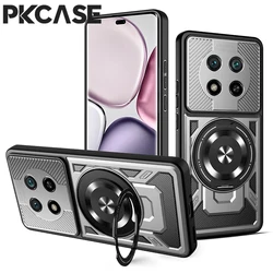 PKCASE 360° Rotating Ring Magnetic Bracket Phone Case for Honor X8d (Gray)