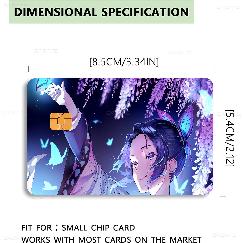 Demon Slayer Kochou Shinobu Anmie Sticker Film Skin Cover for Credit Card Debit Bank Card Front