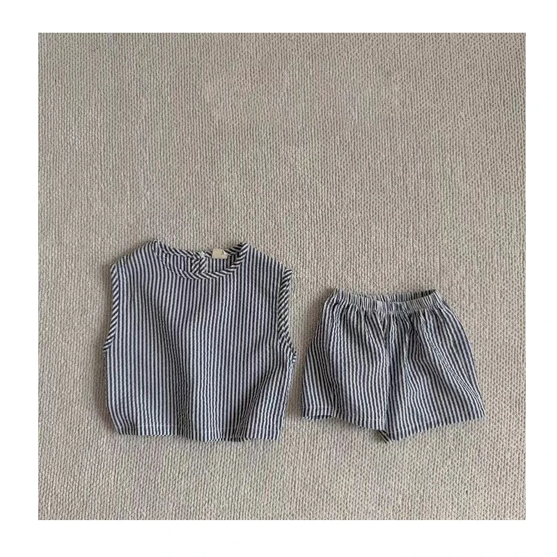 TZ2668 유니섹스 여름용 시원한 느낌의 조끼 반바지 세트 (남아 여아용)