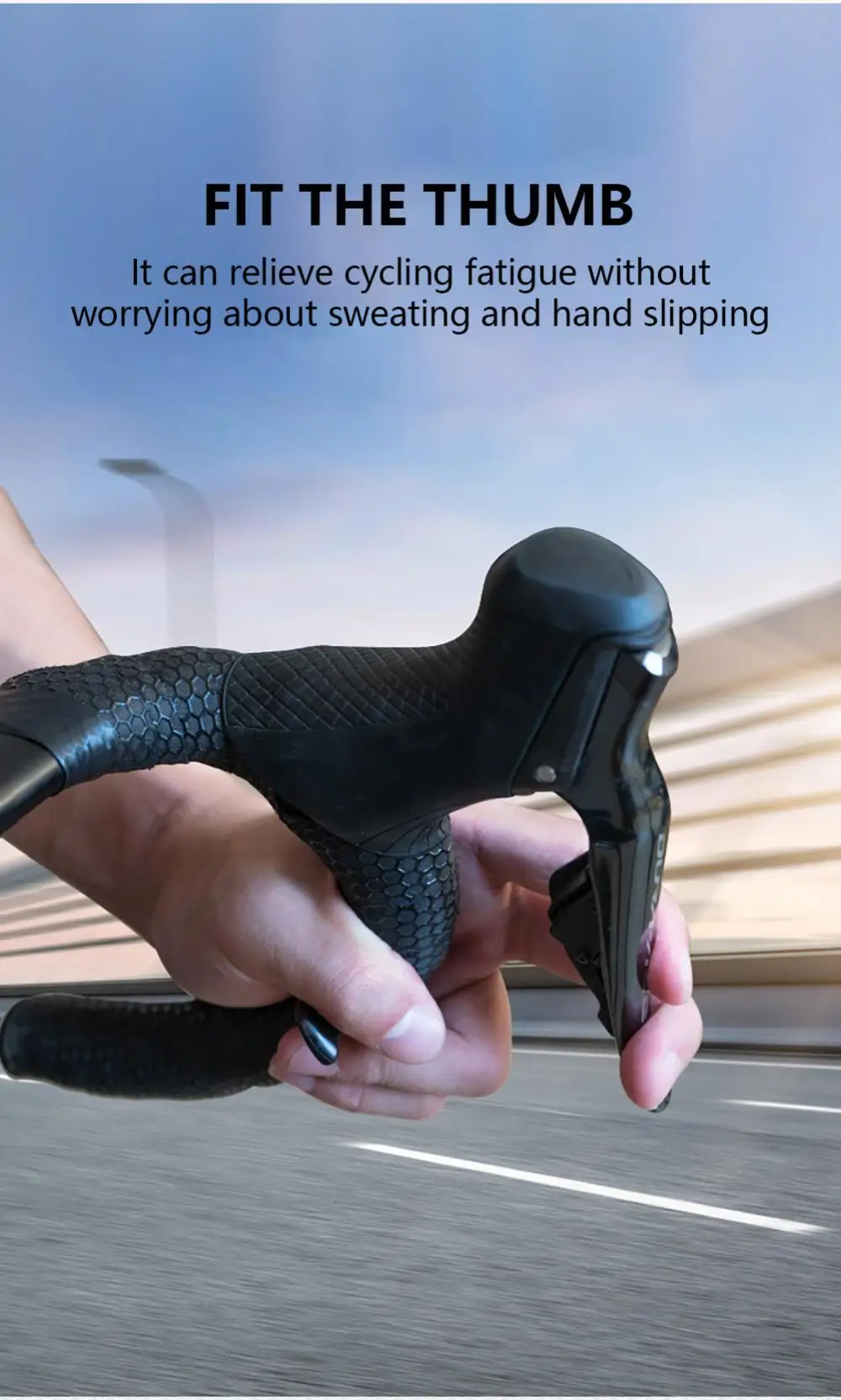 Description Picture 2 of item1 Pair Bicycle Handlebar Thumb Grips MTB Road Gravel Bikes Togs Road Thumb Over Grip Bike Accessories