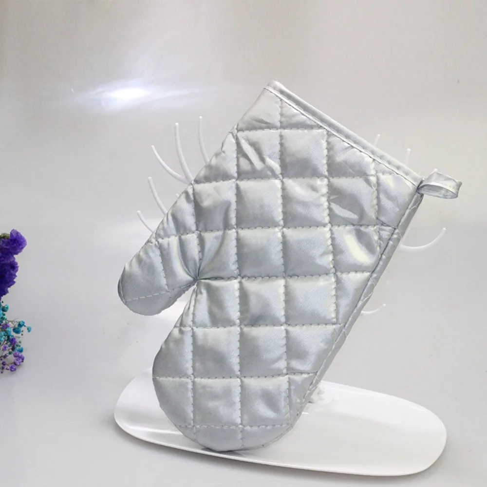 Easy To Clean Silver Oven Mitts Thickened Scald Proof Baking Insulation Gloves Cotton Polyester Microwave Gloves Thanksgiving