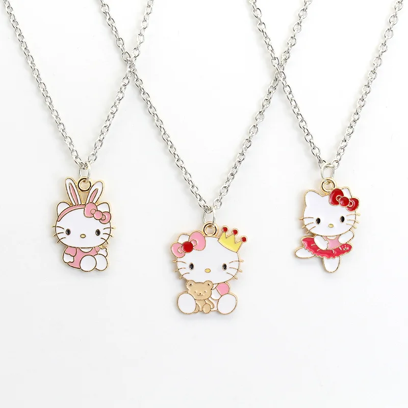 

2313448 Sanrio Kawaii Hello Kitty Anime Pendant Cute Cartoon Kitty Kids Chain Simple Elegant Necklace Women Jewelry Gift