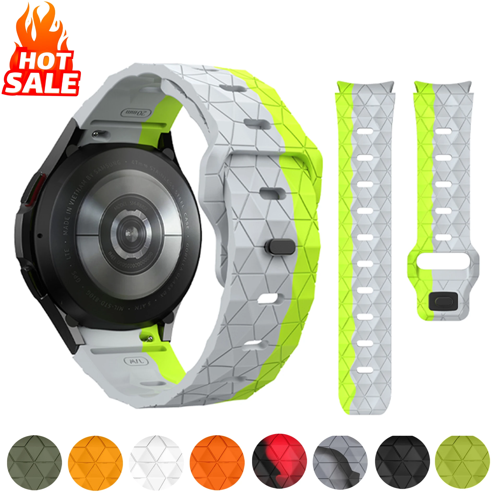 Silikonarmband für Samsung Galaxy Watch 7 6 4 5 FE 44mm 40mm/5 Pro 45mm Fußball-Armband Galaxy Watch6 Classic 43mm 47mm Armband