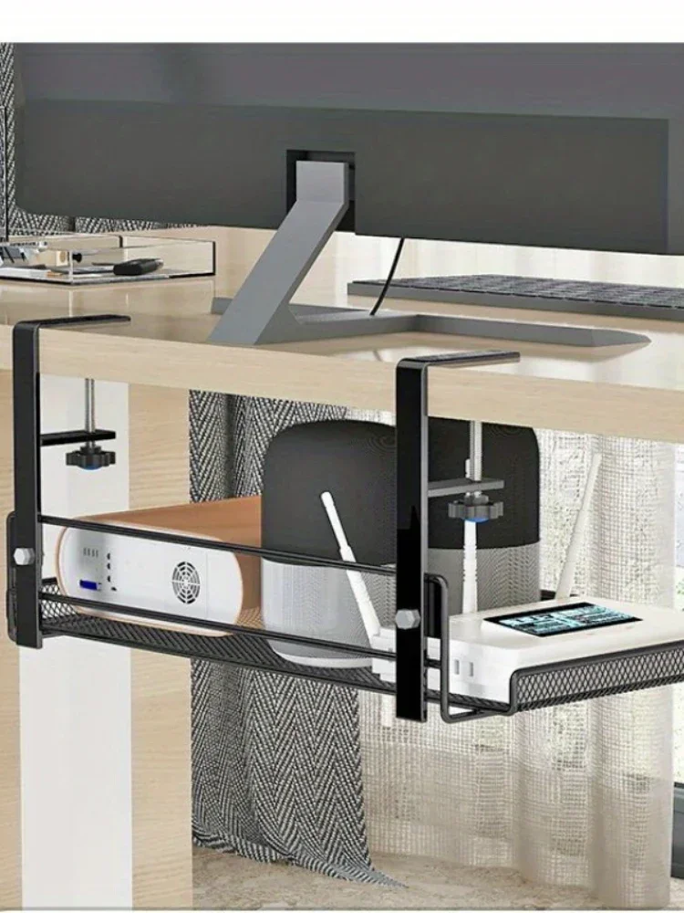 1 Table Bottom, Table Edge Cabinet Hanging, Hole Free Cable Management Computer, Storage Rack, Wire Organizer Under The