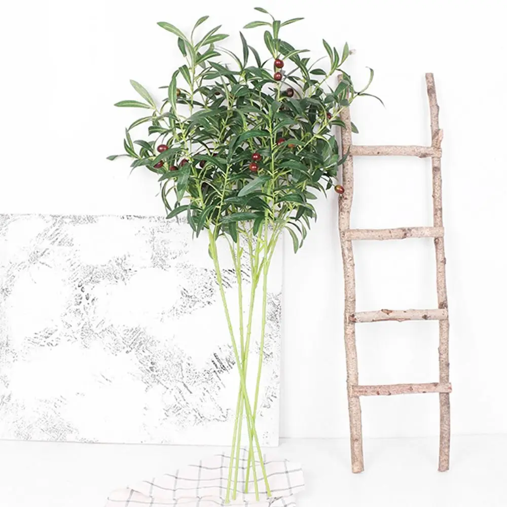 

95-110cm Large Artificial Green Plant Olive Branch 6 Forks 10 Forks with Fruit Olive Branch Wedding Home Photography Props Decor