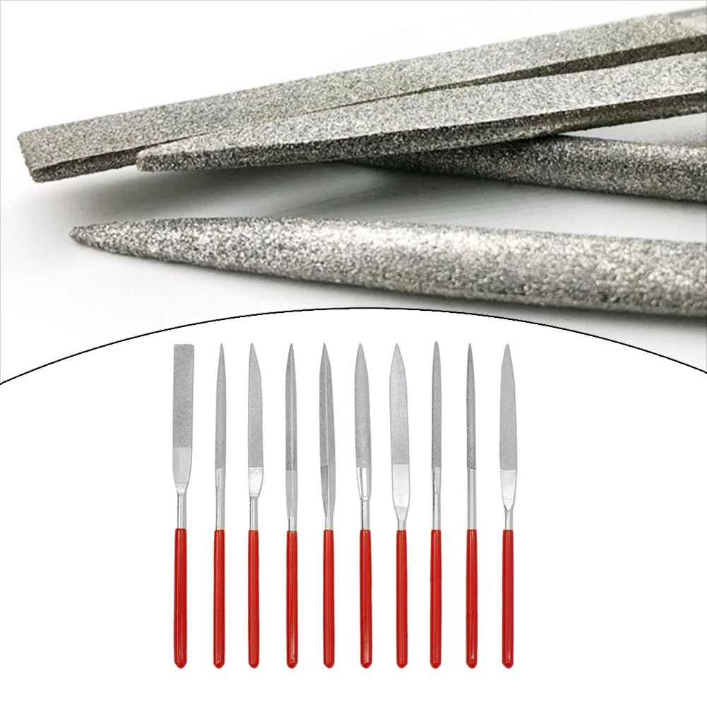 

10pcs 120Grit Assorted Diamond Files Industrial Needle Files Hand Tools Metal Carving Craft Hand Tools Needle File 3*140mm