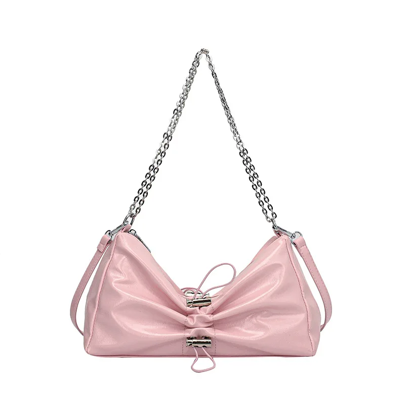 Shoulder Bag Underarm Handbags for Women New Chain Pleated Versatile Crossbody Messenger Luxury Large Capacity Female Casual Y2k
