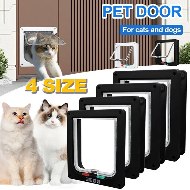 Cat Door for Windows, Pet Doors and Sliding Door, Safety Pet Door with 4 Way Lock, Weatherproof Cat Flap for Thin Door and Wall 2