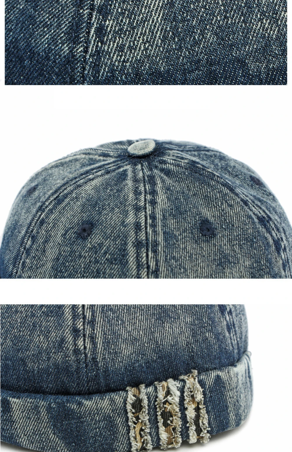 HT5048 Neue Frühling-Herbst-Mützen für Männer und Frauen 100% Baumwolle Denim-Hut Unisex Verstellbare Skullcap Beanie-Mütze Hip-Hop-Kappe – Detail 8