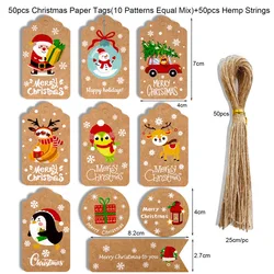 Festive Kraft Paper Gift Tags - Merry Christmas & New Year Hanging Labels (50-Pack) (Style B)