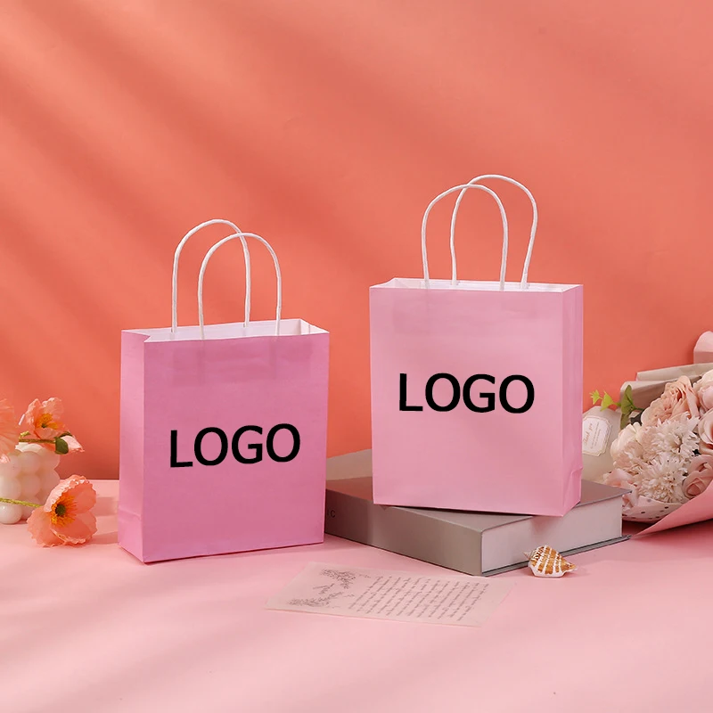 10-pcs-custom-logo-pink-kraft-paper-bags-for-wedding-gifts-package-bags