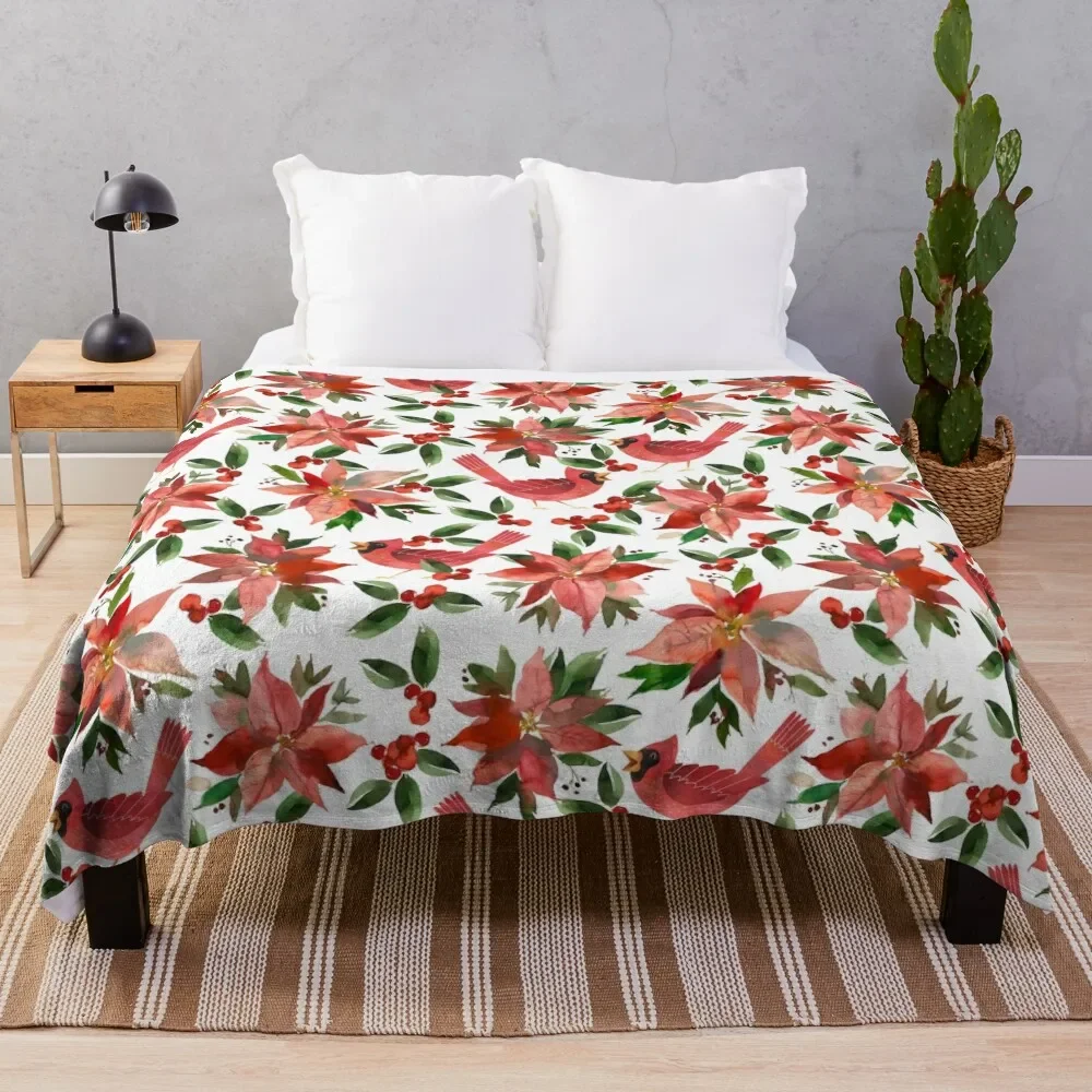 

Cardinal Poinsettia Throw Blanket Cute Plaid bed plaid Blankets