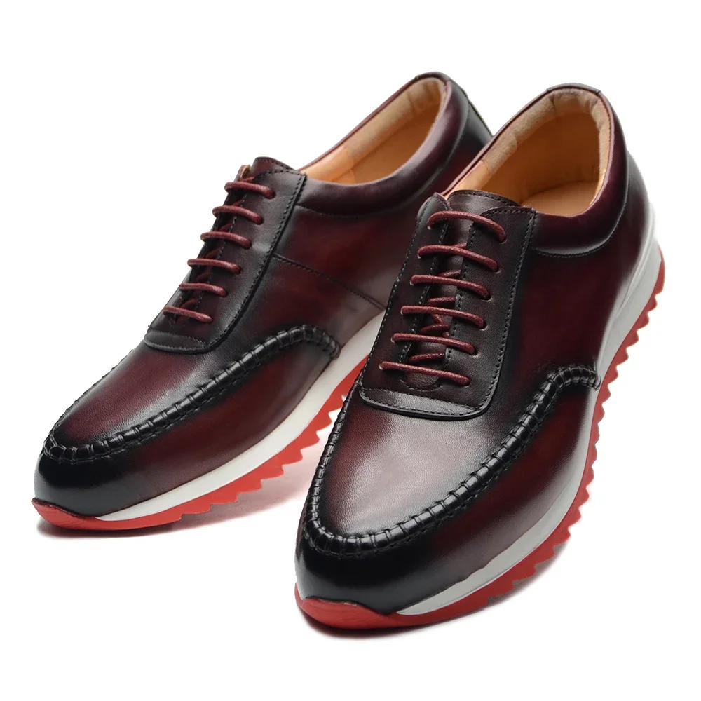mens shoes Luxury Brand Designer Men's Sneakers Original Genuine Leather Hand Painted Casual Business Social