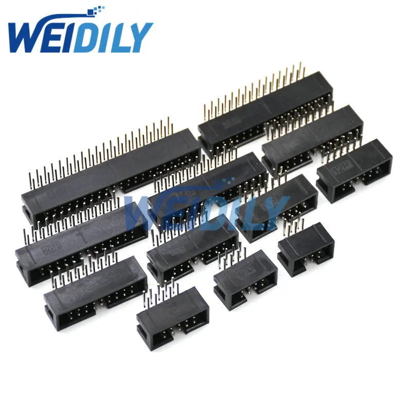 5PCS Right Angle DC3 6P 8P 10P 14P 16P 20P 26P 30P 40P Pitch 2.54mm Socket Header Connector ISP Male Double-spaced IDC JTAG