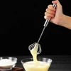 Kitchen Stainless Steel Whisk Creamer Semi-automatic Rotary Whisk Beech Wood Vase Handle Hand Mixer Egg Beater Tools 3