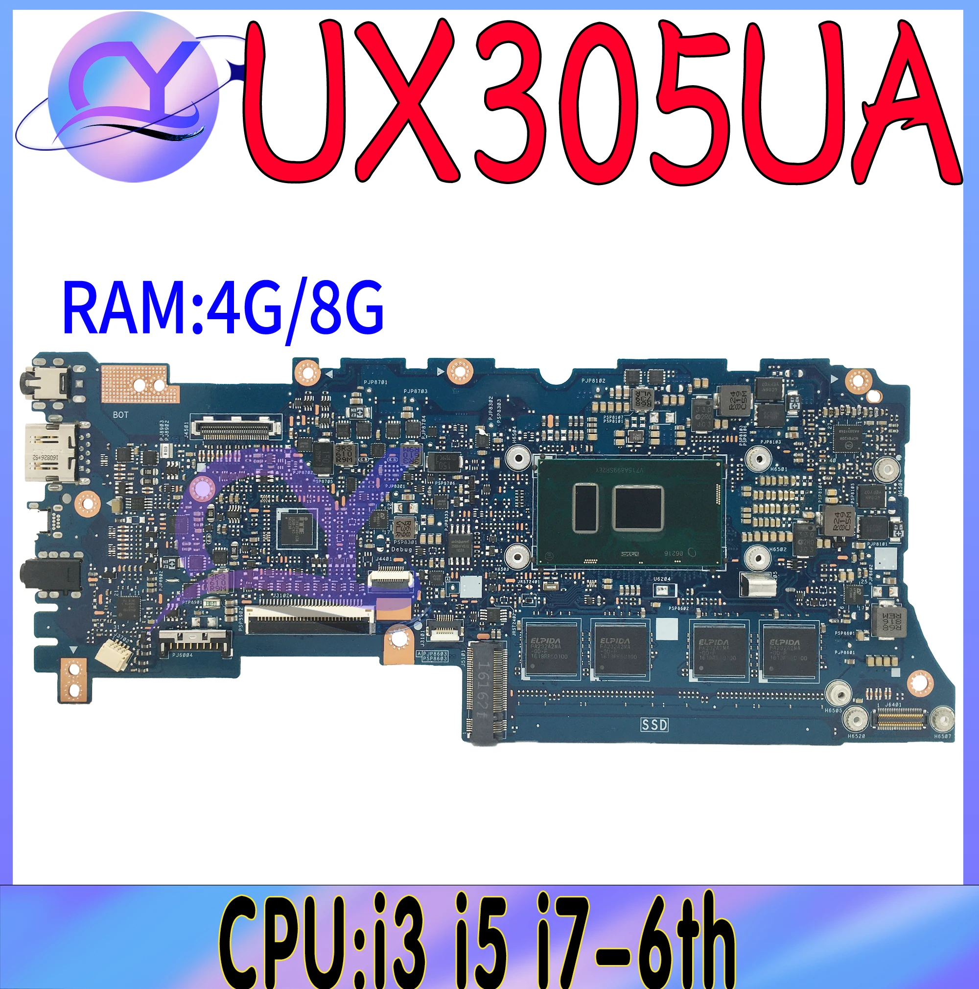 

Материнская плата UX305UA подходит для Asus ZenBook UX305U UX305 U305 Φ с I3 I5 материнская плата для ноутбука 8G-RAM 100%