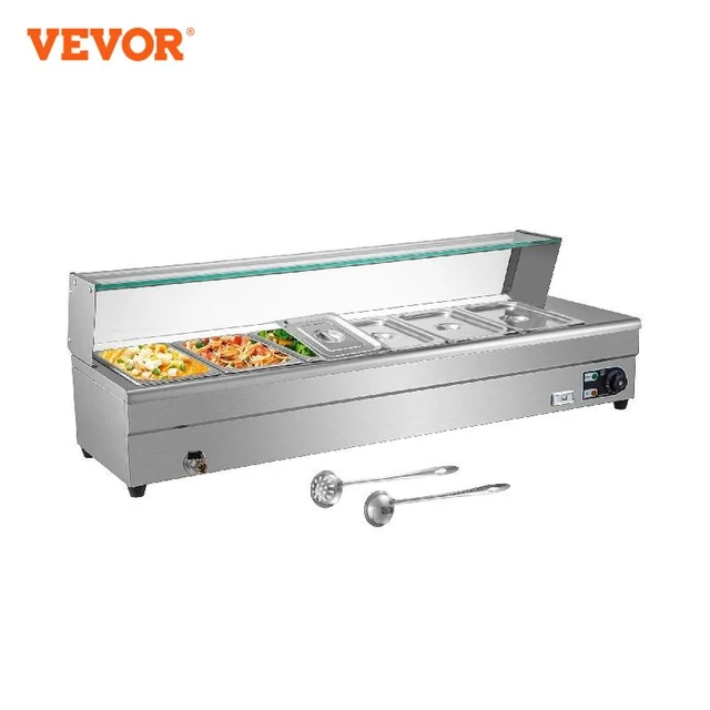 VEVOR Commercial Electric Food Warmer Countertop Buffet 6*8 Qt Pan Bain  Marie
