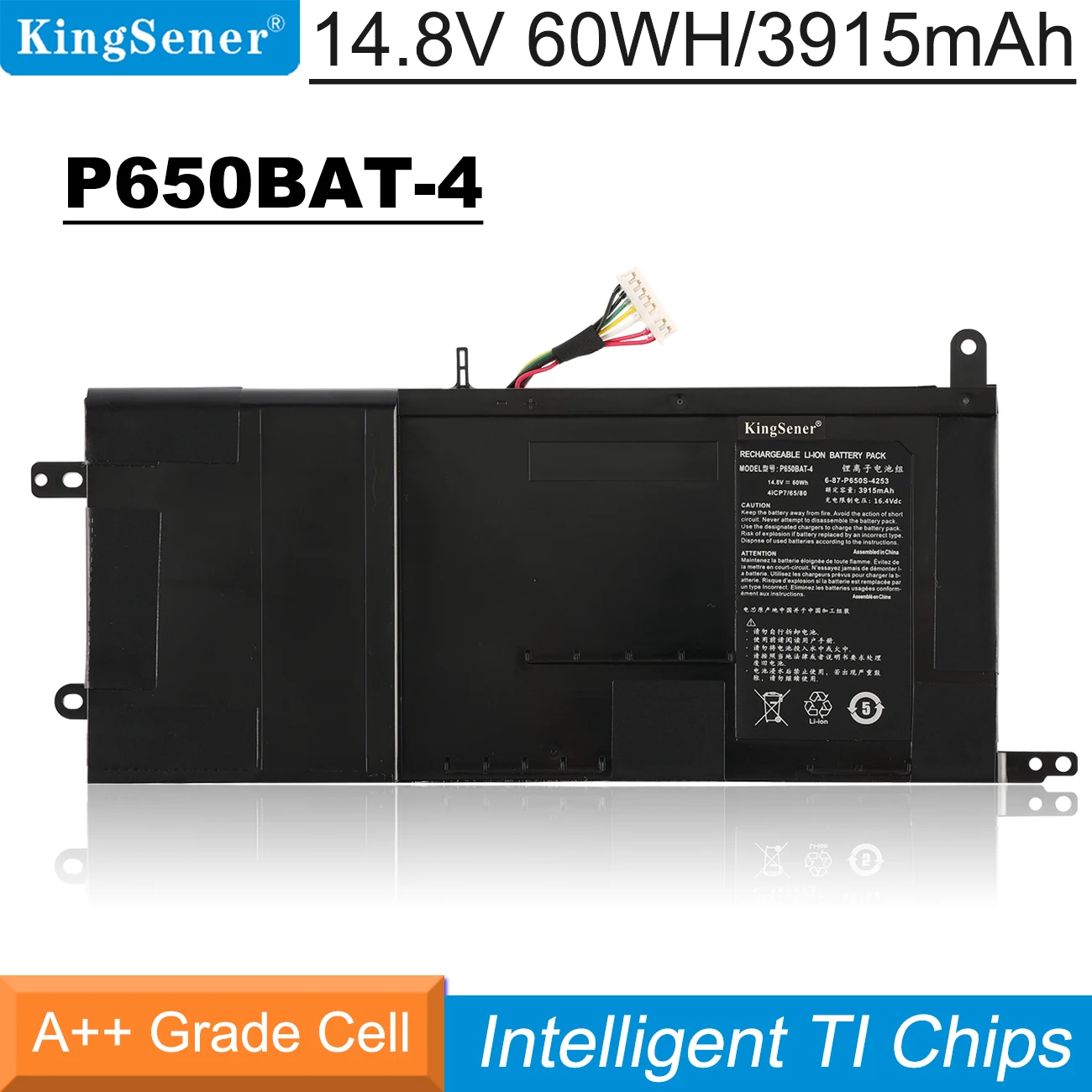 Kingsener Nova P650bat4 Bateria do Portátil para Clevo P650 P651 P655 P671 ra P670-rg Sager Np8650 Np8651 Np8652 687-p650s-4u311 60wh